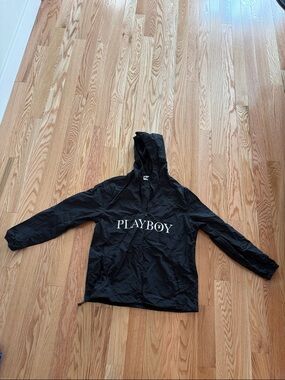 PLAYBOY Black Hooded Pullover with Front Logo